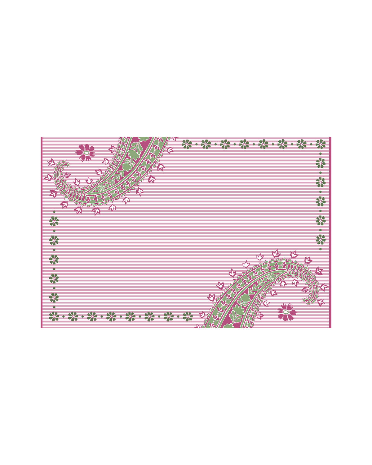 Paisley Pink Cotton Table Water-repellent Placemat Set of 6