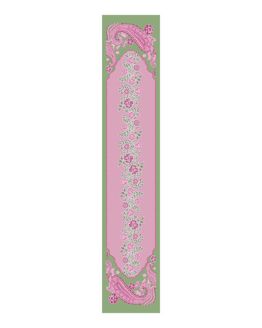 Paisely Pink Cotton Table Runnner