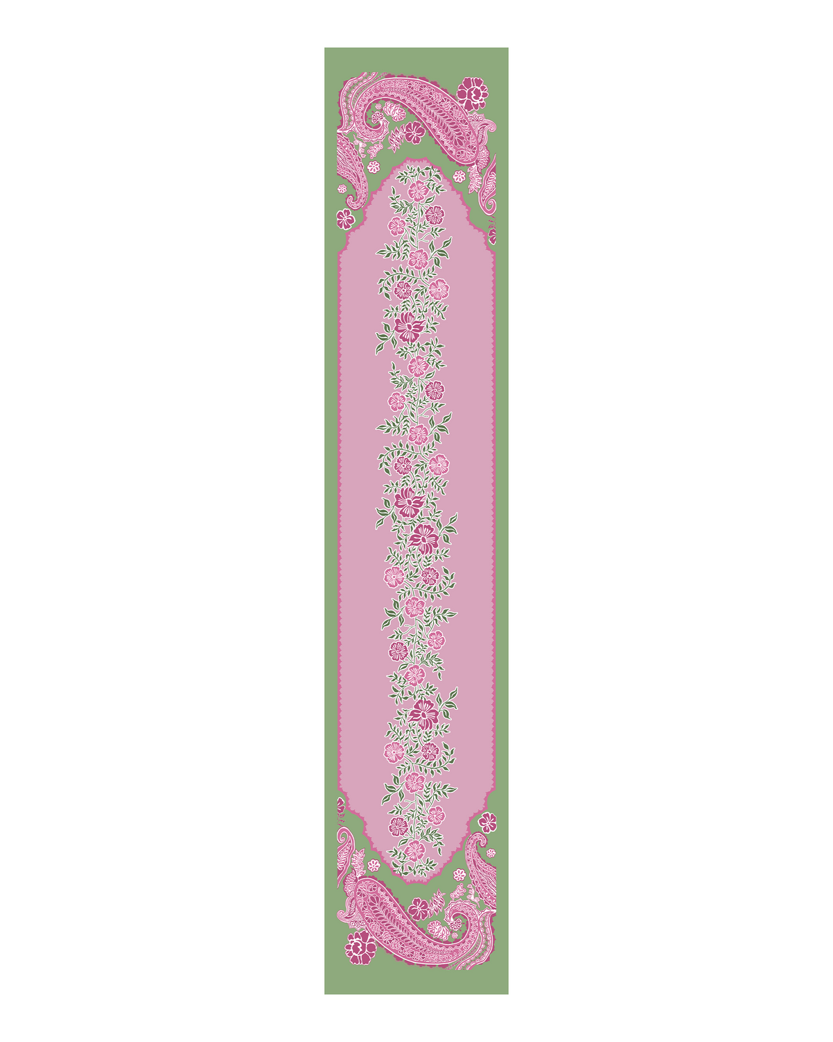 Paisely Pink Cotton Table Runnner