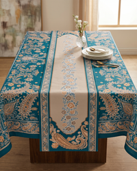 Paisely Teal Cotton Table Runnner