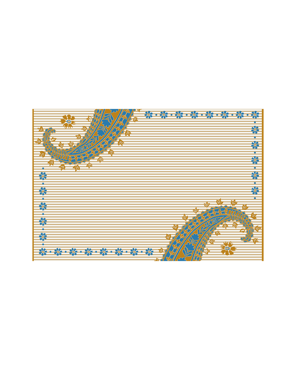 Paisley Teal Cotton Table Water-repellent Placemat Set of 6