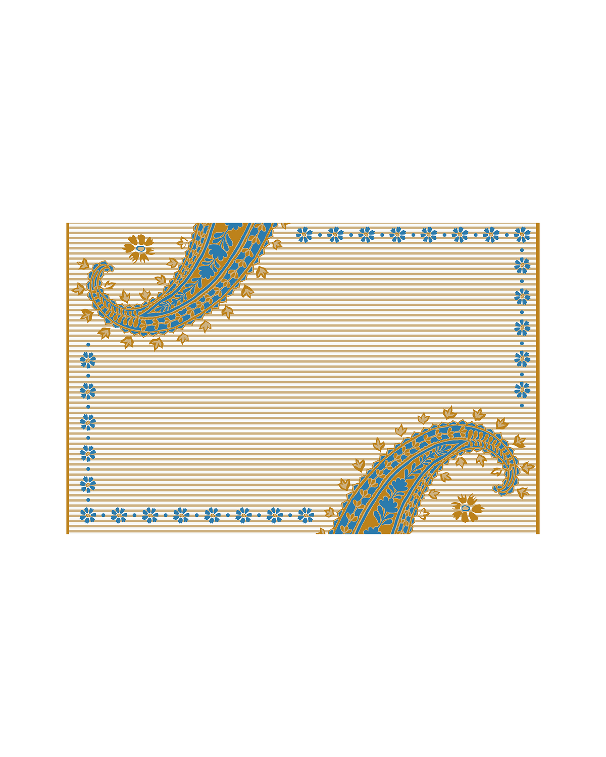 Paisley Teal Cotton Table Water-repellent Placemat Set of 6