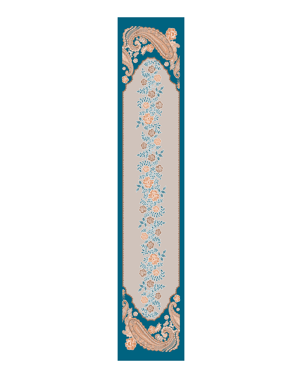 Paisely Teal Cotton Table Runnner