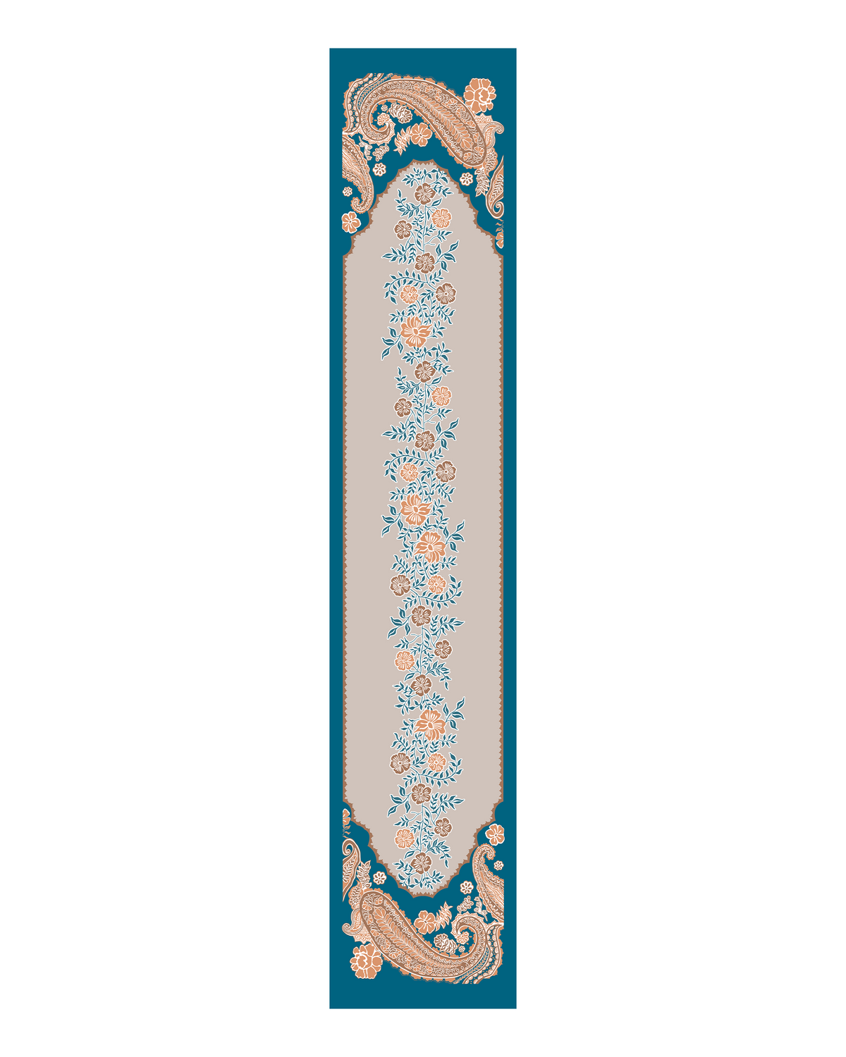 Paisely Teal Cotton Table Runnner