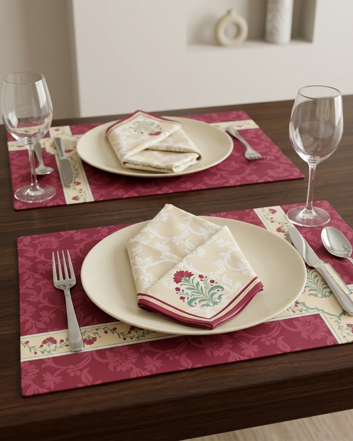 Evergreen Pink Cotton Table Napkin - Set of 6