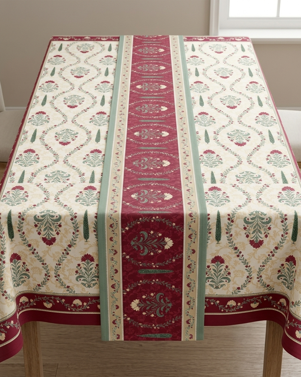 Evergreen Pink Cotton Table Runner