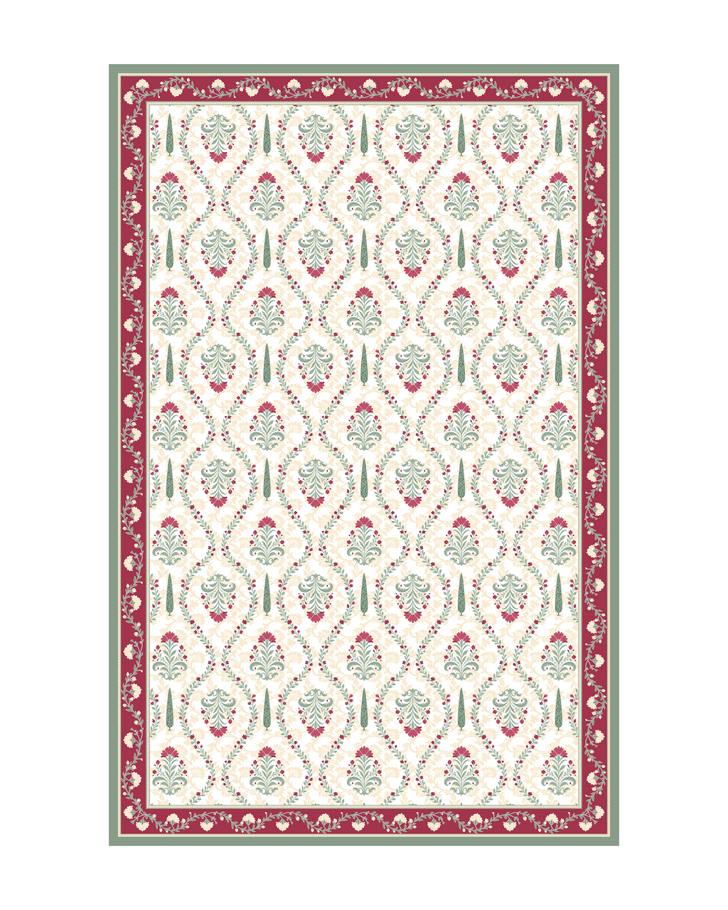 Evergreen Pink Water-repellent Cotton Table Cloth
