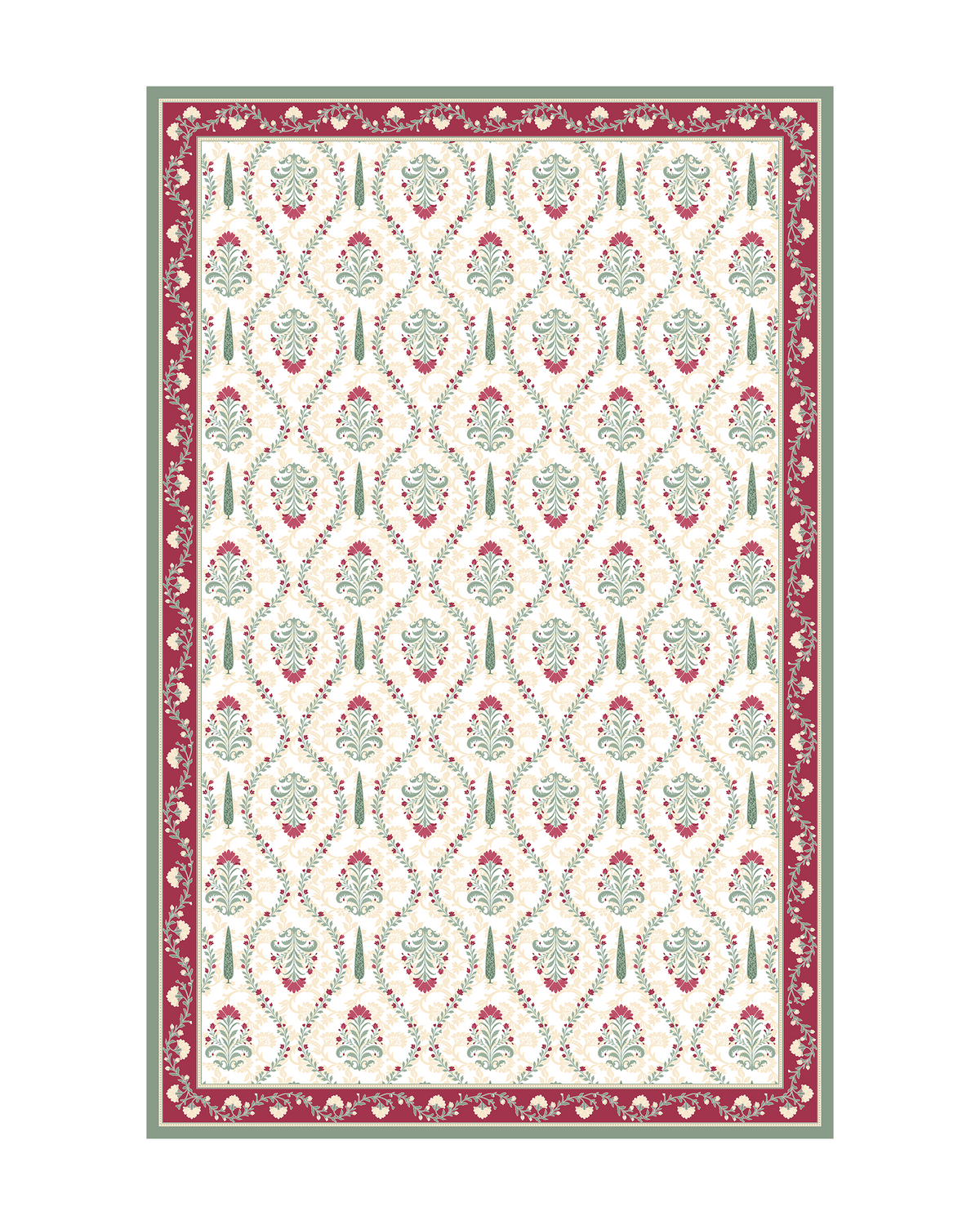 Evergreen Pink Water-repellent Cotton Table Cloth