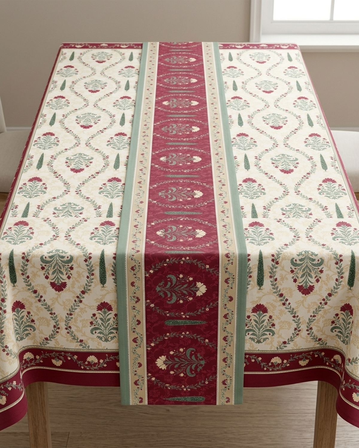 Evergreen Pink Water-repellent Cotton Table Cloth