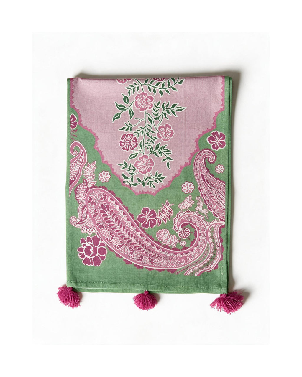 Paisely Pink Cotton Table Runnner