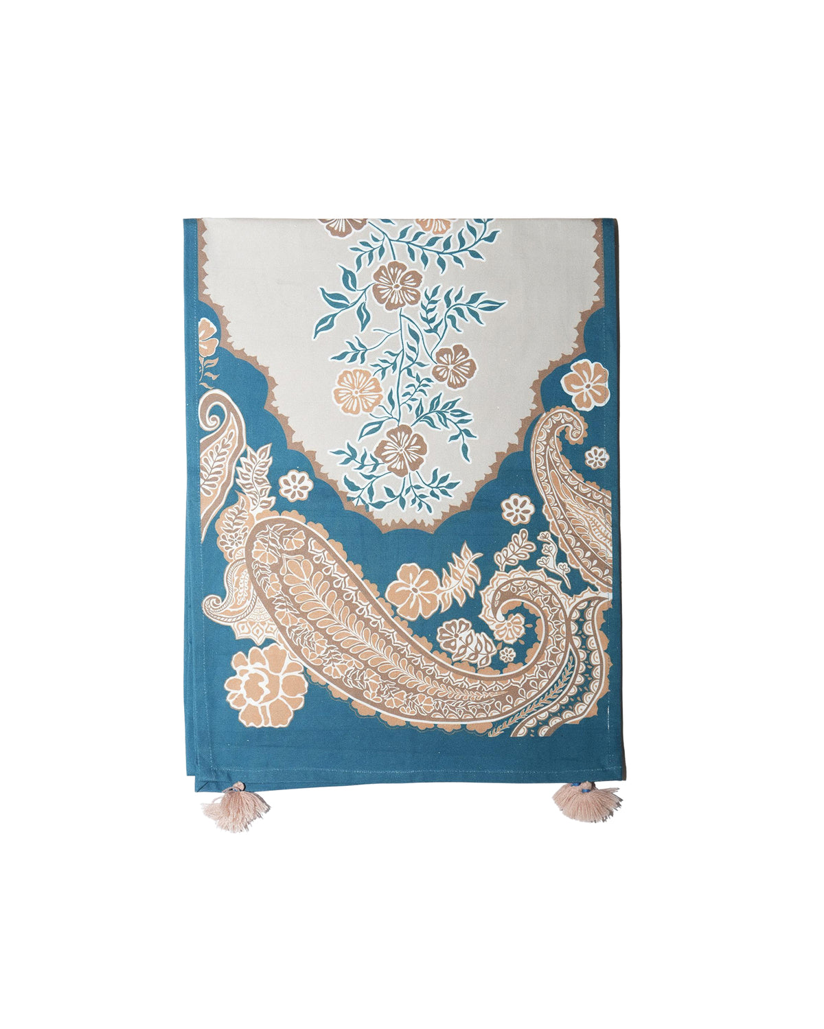 Paisely Teal Cotton Table Runnner