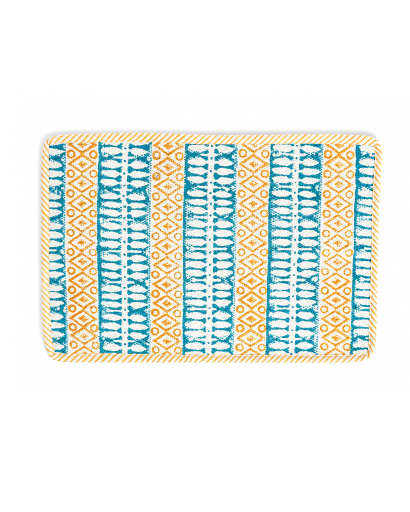 Yellow Dari Block Printed Reversible Placemat Set of 6