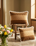 Geo Flower Brown Velvet Embroidered Cushion Cover