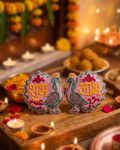 Peacock Teal Shubh Labh - set of 2