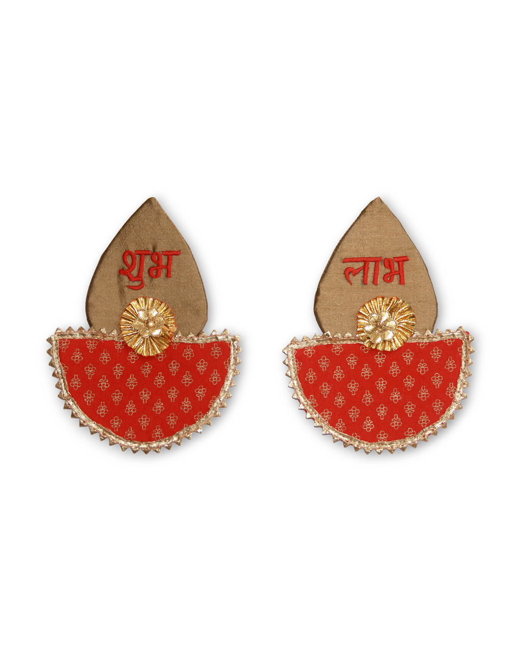 Orange Diya Shubh Labh - set of 2