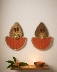 Orange Diya Shubh Labh - set of 2