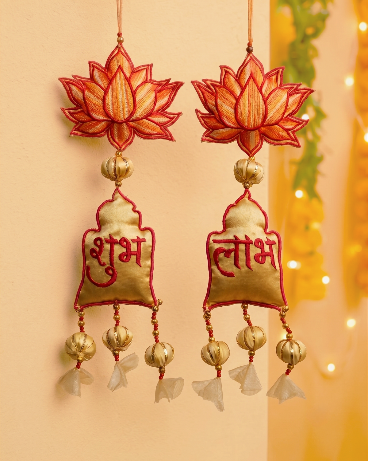 Yellow Lotus Shubh Labh - set of 2