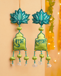 Teal Lotus Shubh Labh - set of 2