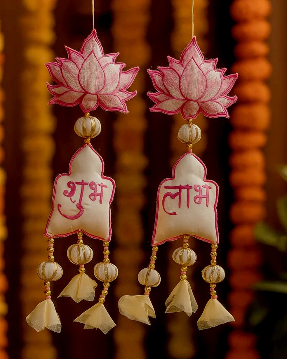 Pink Lotus Shubh Labh - Set of 2