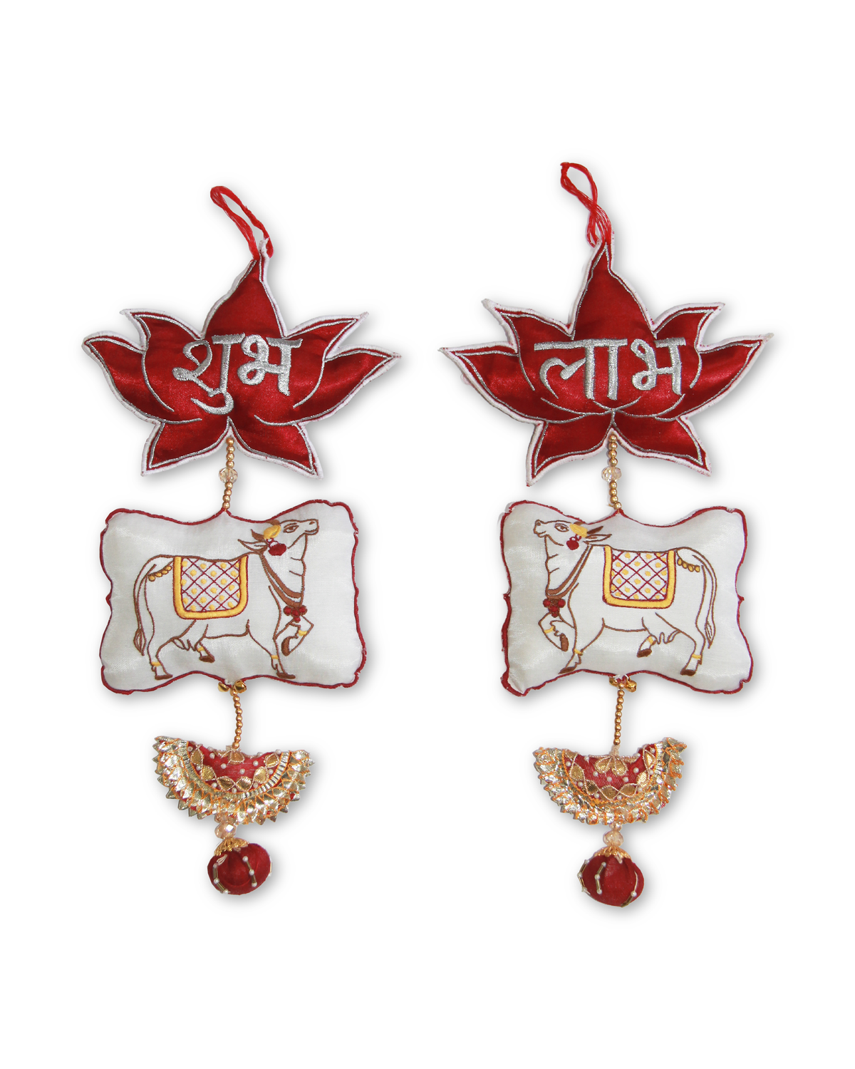 Red Pichwai Shubh Labh - Set of 2