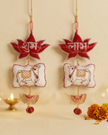 Red Pichwai Shubh Labh - Set of 2