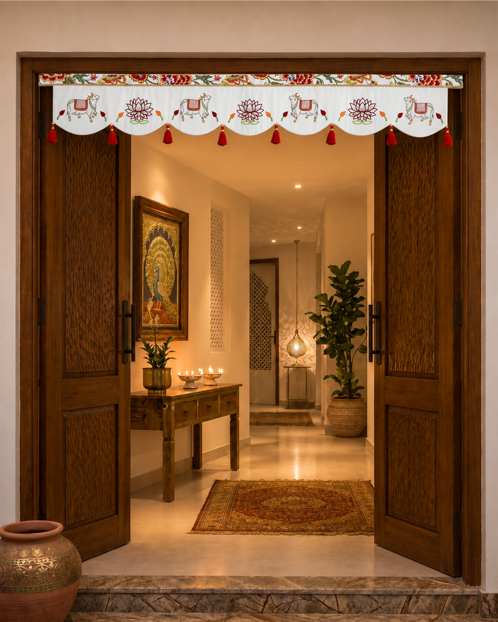 White Pichwai Bandherwal - 114cm length