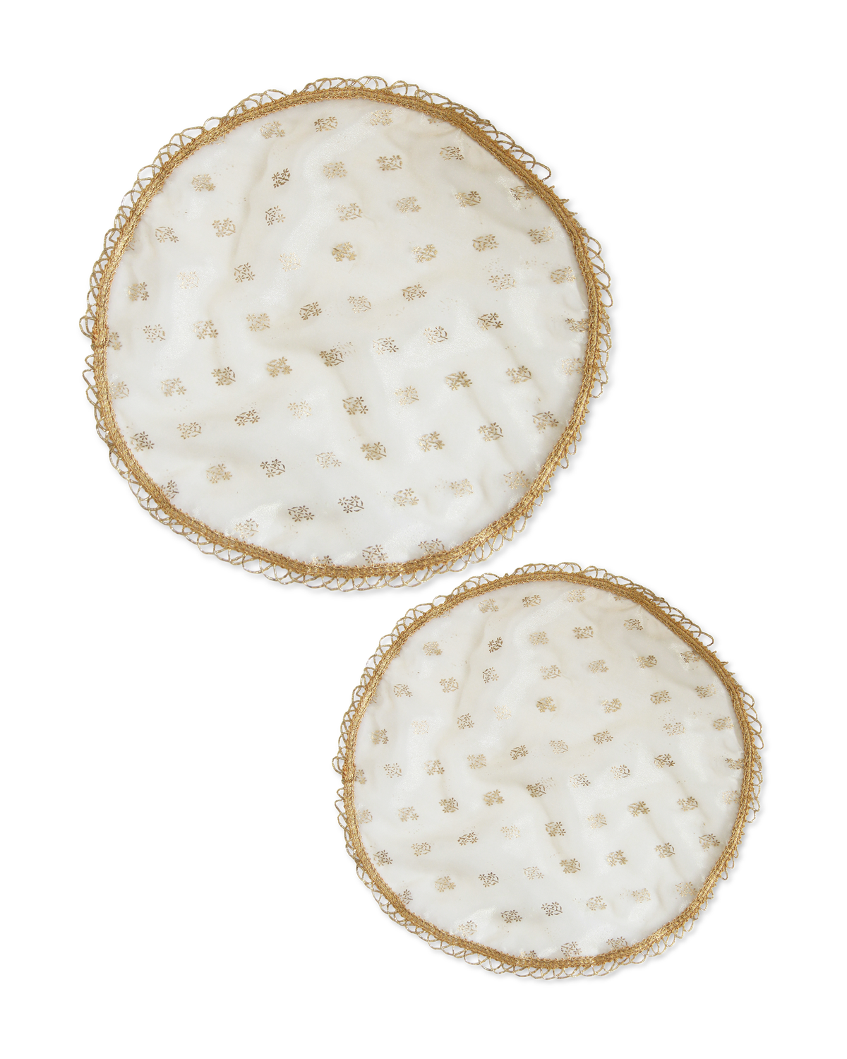 Gold Tissue Thali Cover Set of 2 ( Diameter- 20" &16")