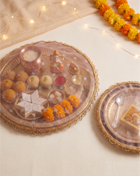 Rust Shimmer Thali Cover- Set of 2 ( Diameter- 20" &16")