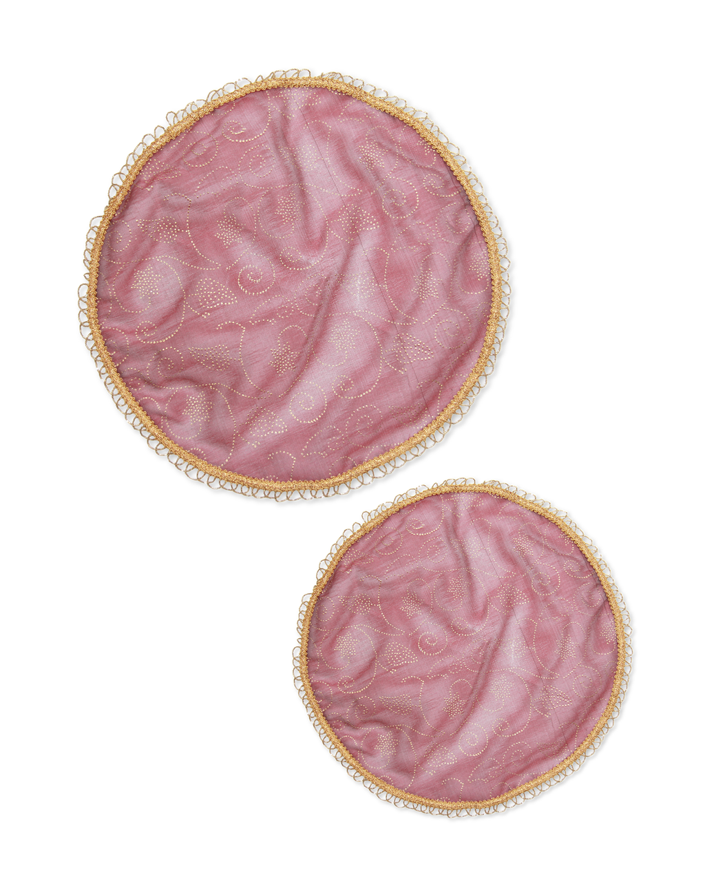 Maroon Tissue Thali Cover Set of 2 ( Diameter- 20" &16")