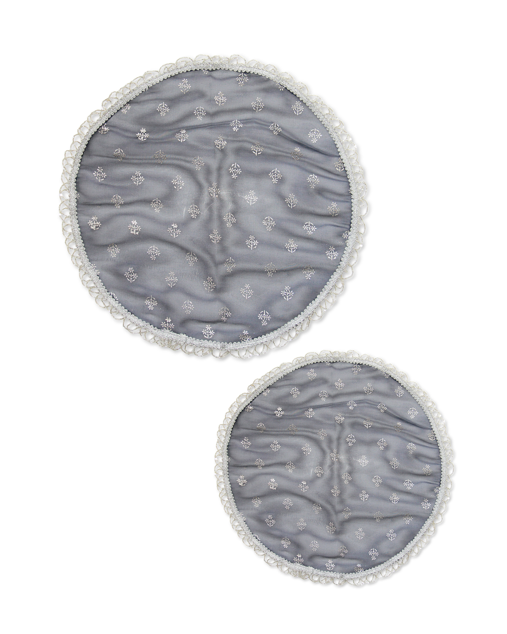 Blue Tissue Thali Cover Set of 2 ( Diameter- 20" &16")