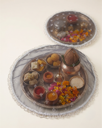 Blue Tissue Thali Cover Set of 2 ( Diameter- 20" &16")