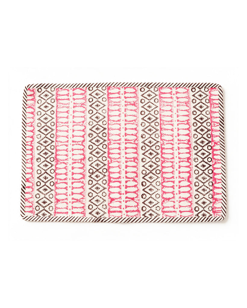 Pink Dari Block Printed Reversible Placemat Set of 6