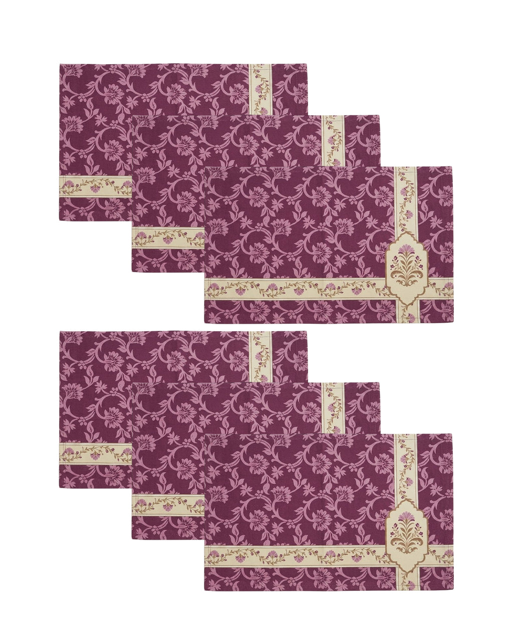 Evergreen Beige Cotton Water-repellent Table Mat Set of 6
