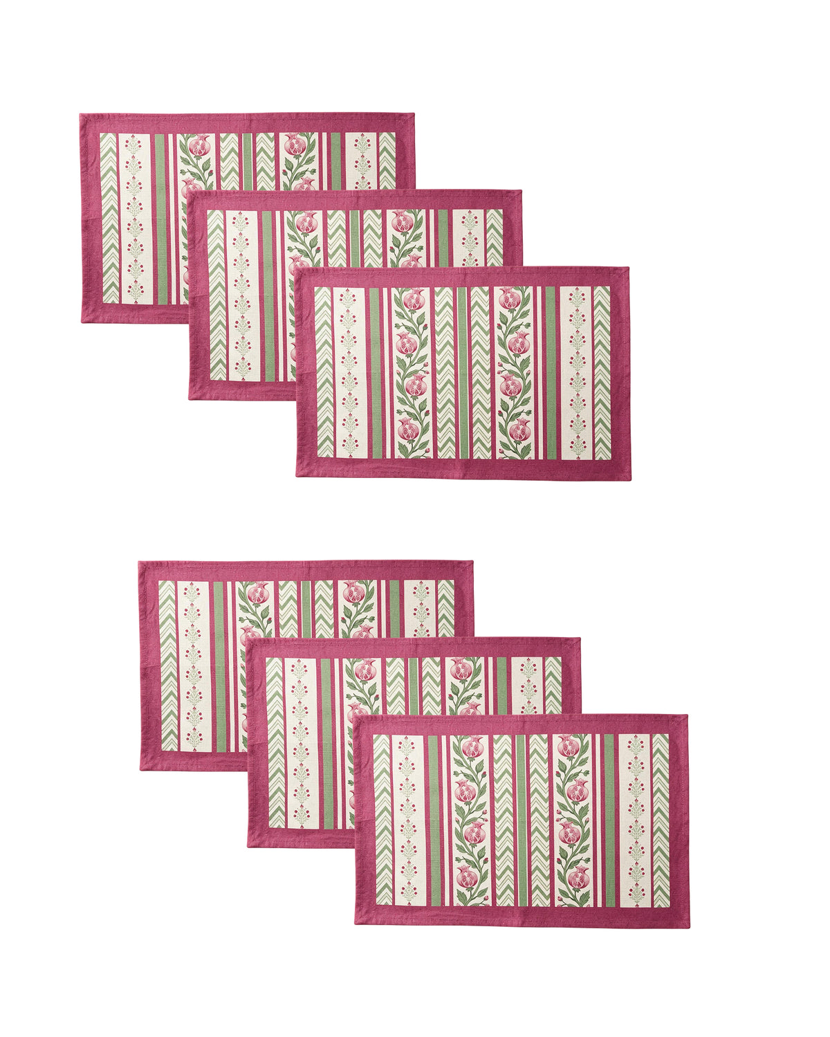 Anar Pink Cotton Water-repellent Placemat Set of 6