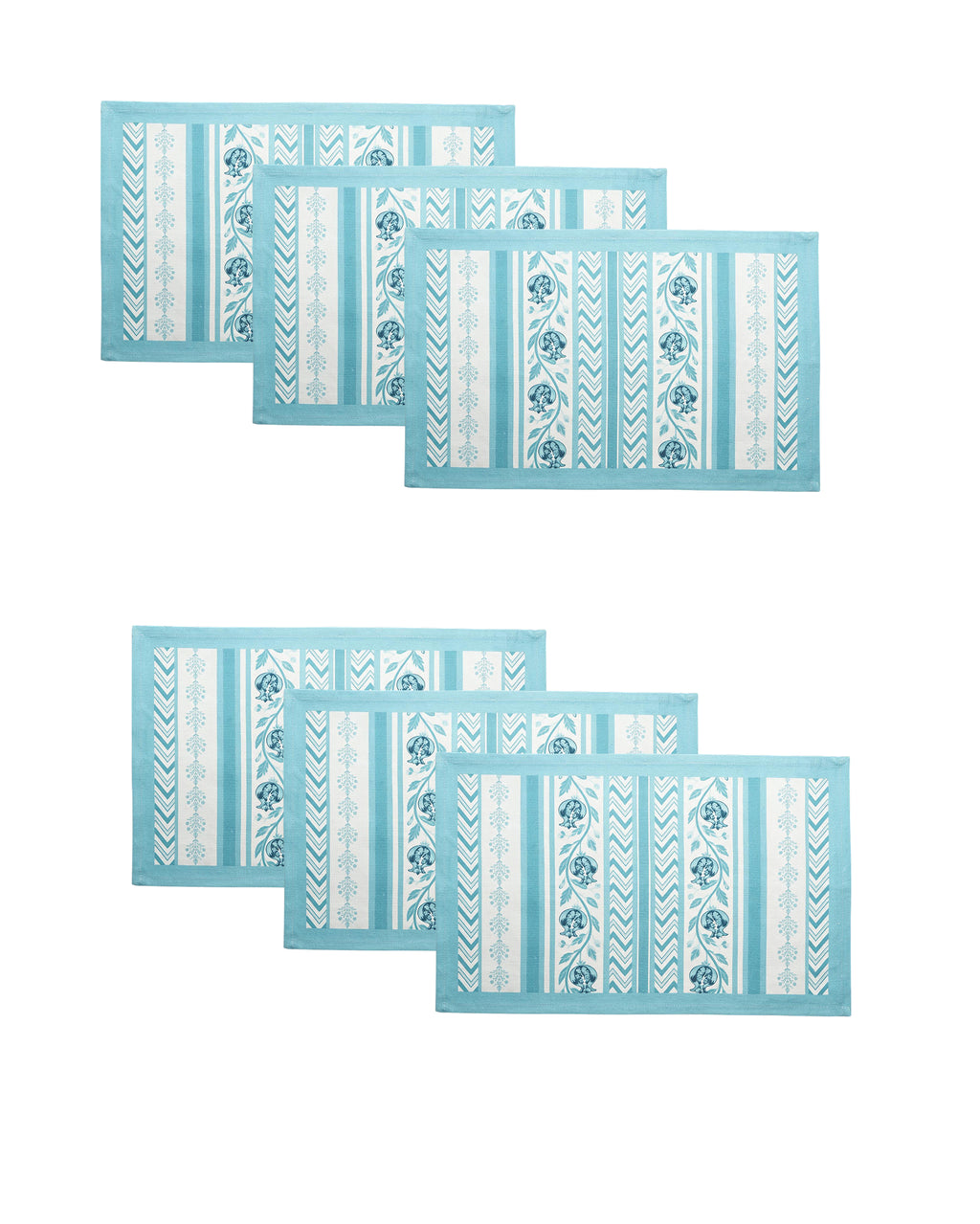 Anar Blue Cotton Water-repellent Placemat Set of 6
