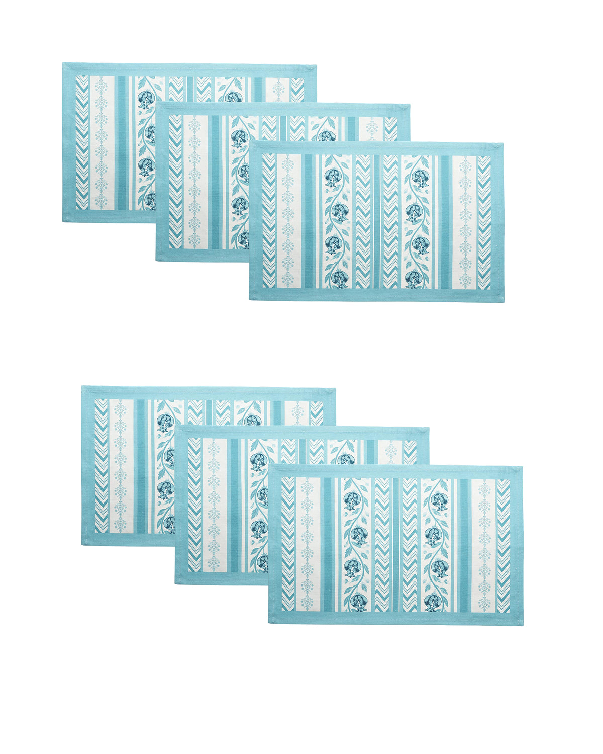 Anar Blue Cotton Water-repellent Placemat Set of 6