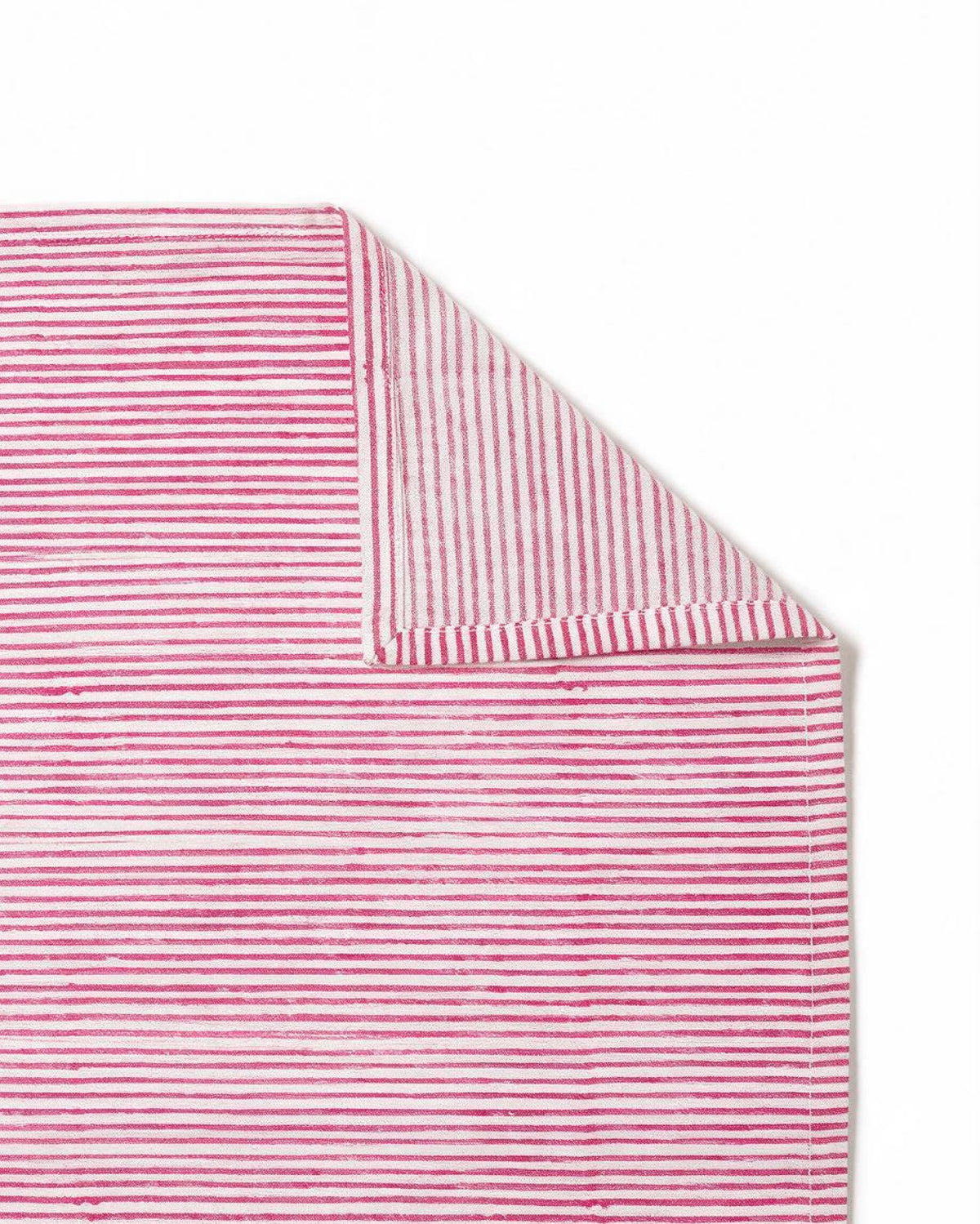 Pink Stripes Block Printed Cotton Napkins