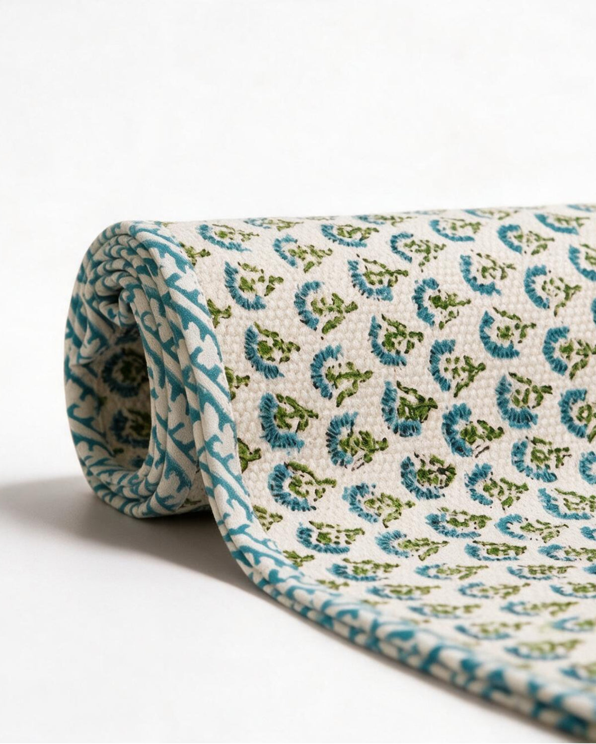 Blue Dari Block Printed Reversible Table Runner