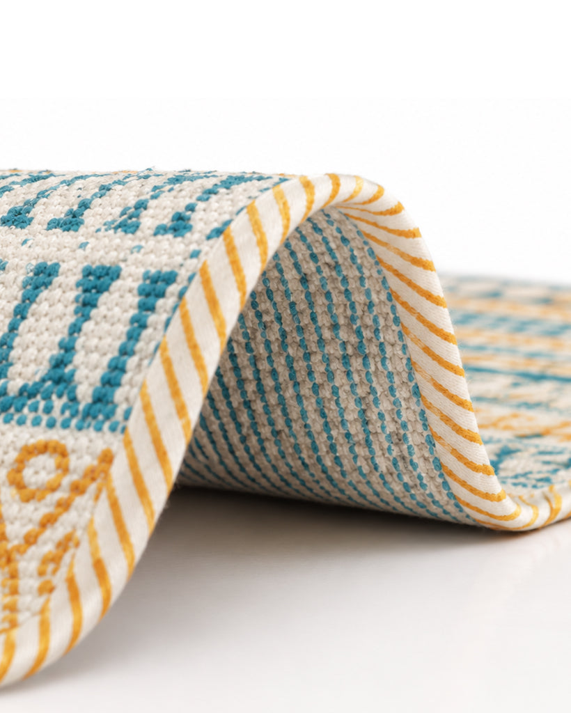 Yellow Dari Block Printed Reversible Placemat Set of 6