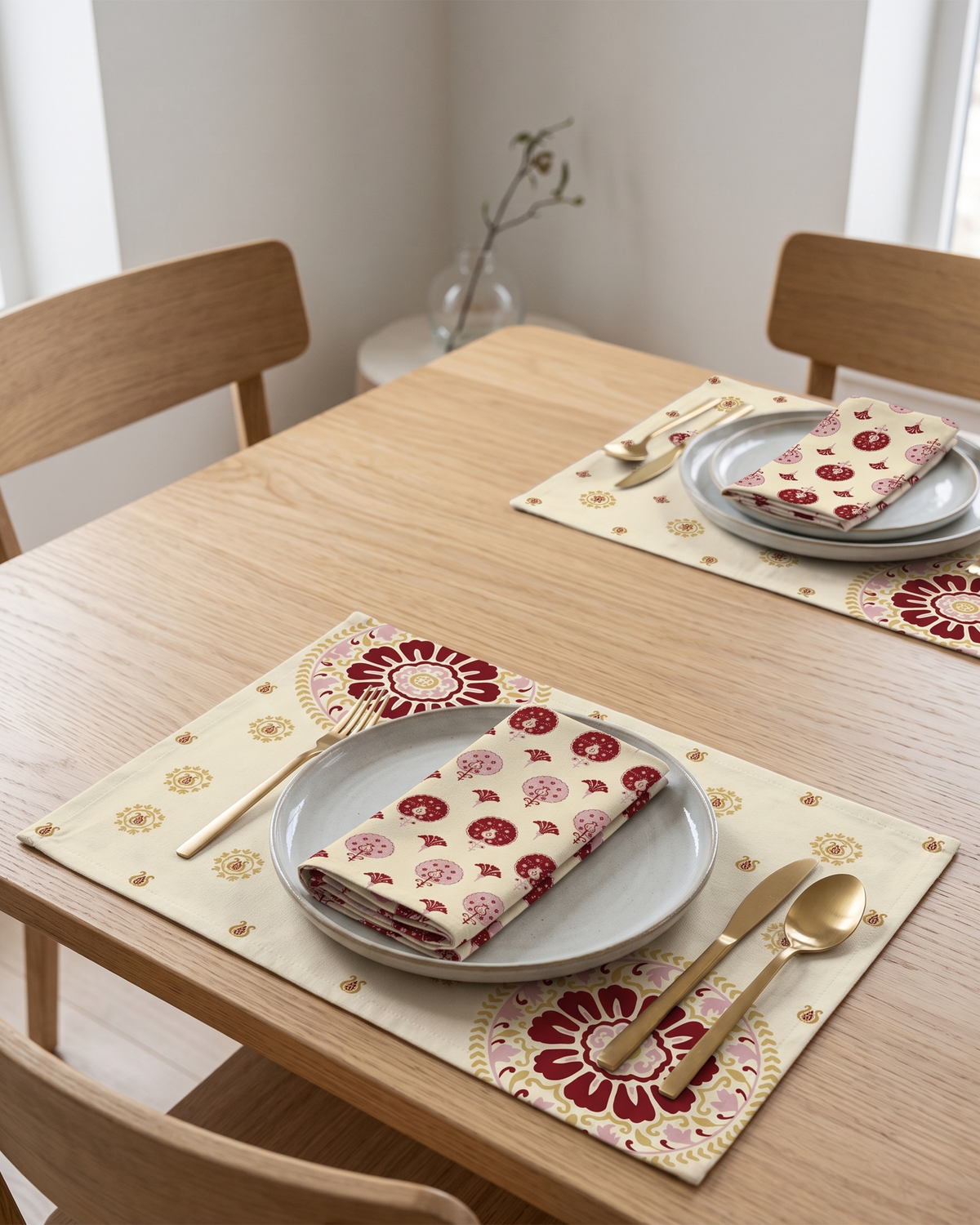 Suzani Red Cotton Table Napkin - Set of 6