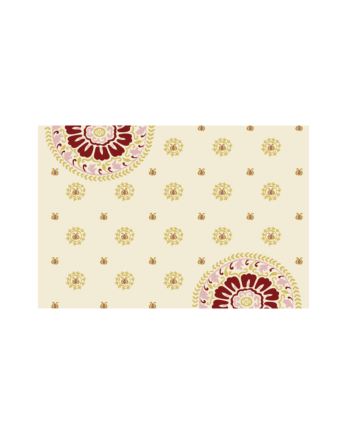 Suzani Red Cotton Water-repellent Table Placemat - Set of 6