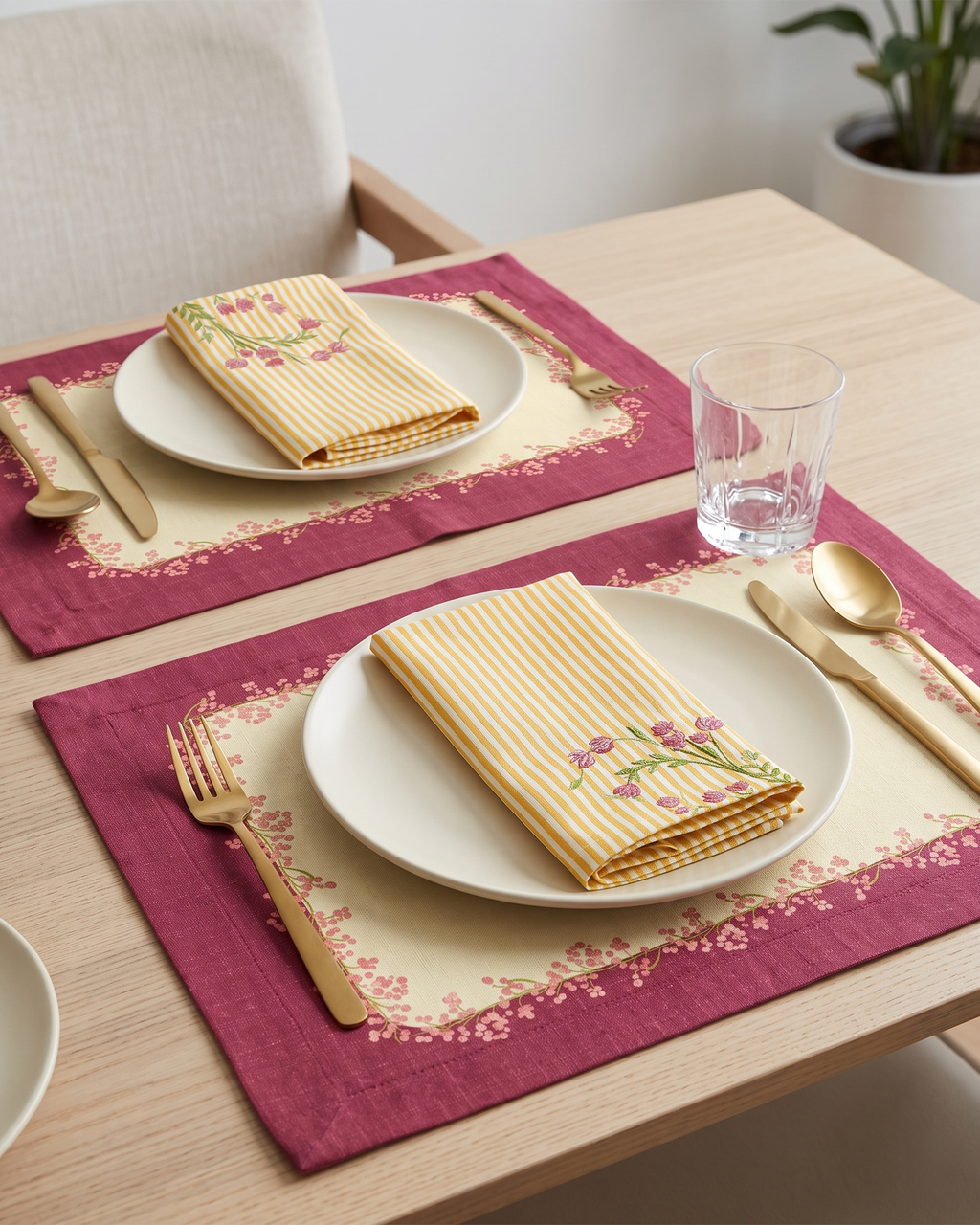 Bloomingdale Pink Cotton Table Napkins- Set of 6