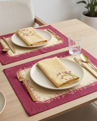 Bloomingdale Pink Cotton Table Napkins- Set of 6