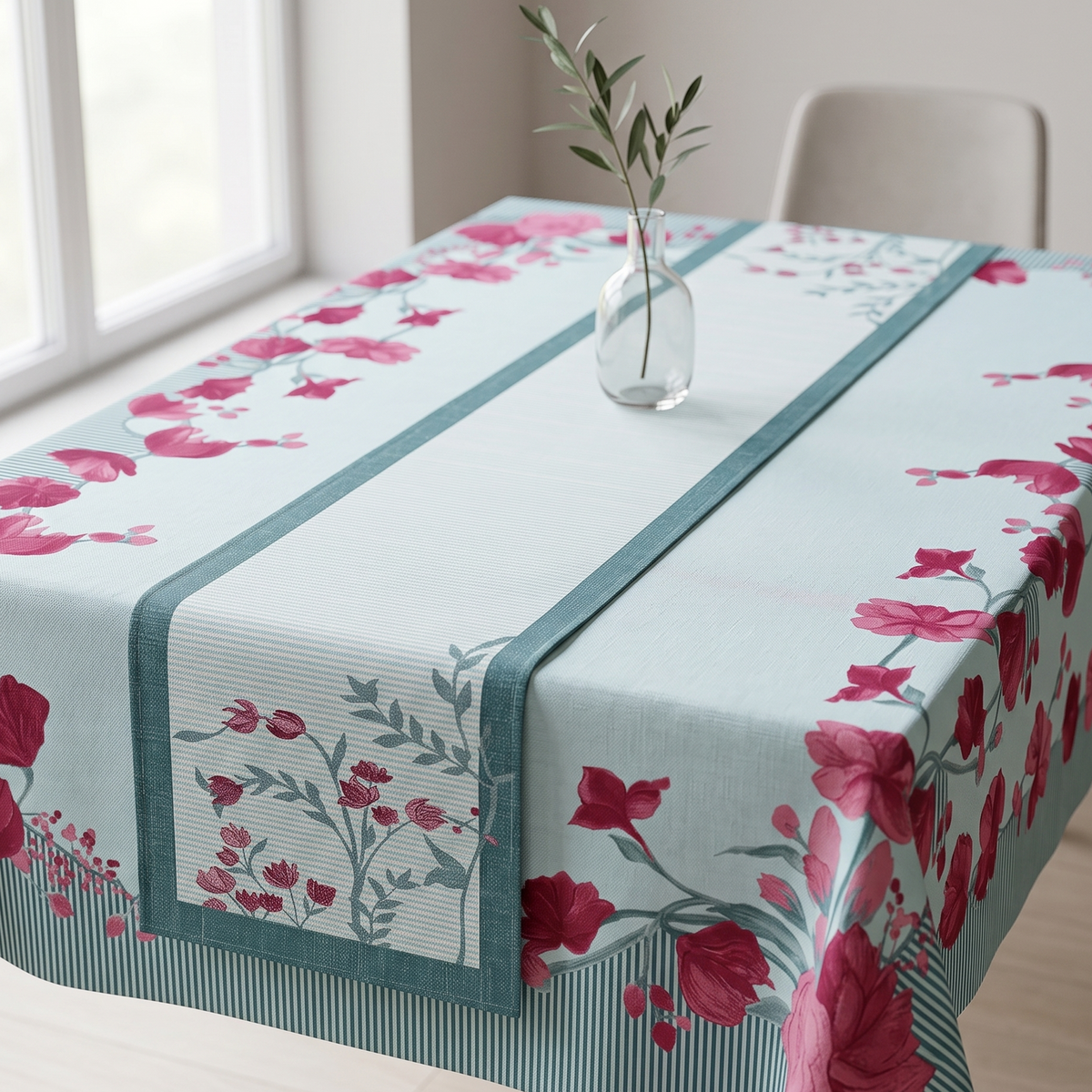 Bloomingdale Blue Cotton Water-repellent Table Cover