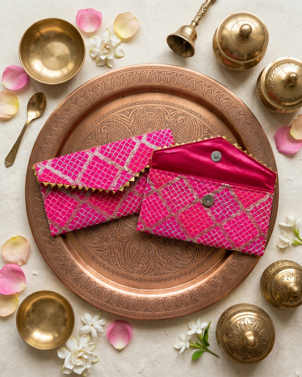 Pink Fabric with Sequence Shagun Money Envelop - Set of 2