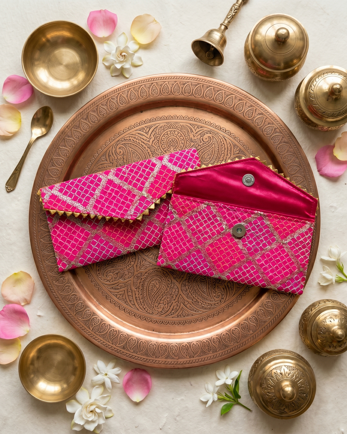 Pink Fabric with Sequence Shagun Money Envelop - Set of 2