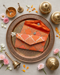 Orange Fabric with Sequence Shagun Money Envelop- Set of 2