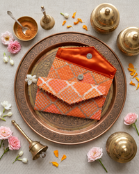 Orange Fabric with Sequence Shagun Money Envelop- Set of 2