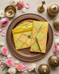 Yellow Fabric with Sequence Shagun Money Envelop- Set of 2