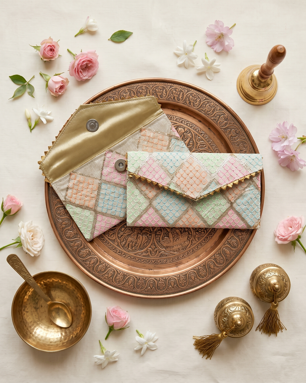 Multicolour Fabric with Sequence Shagun Money Envelop - Set of 2